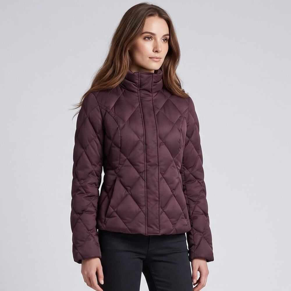 Eddie Bauer Diamond Quilted Down Puffer Jacket Women's Medium Purple